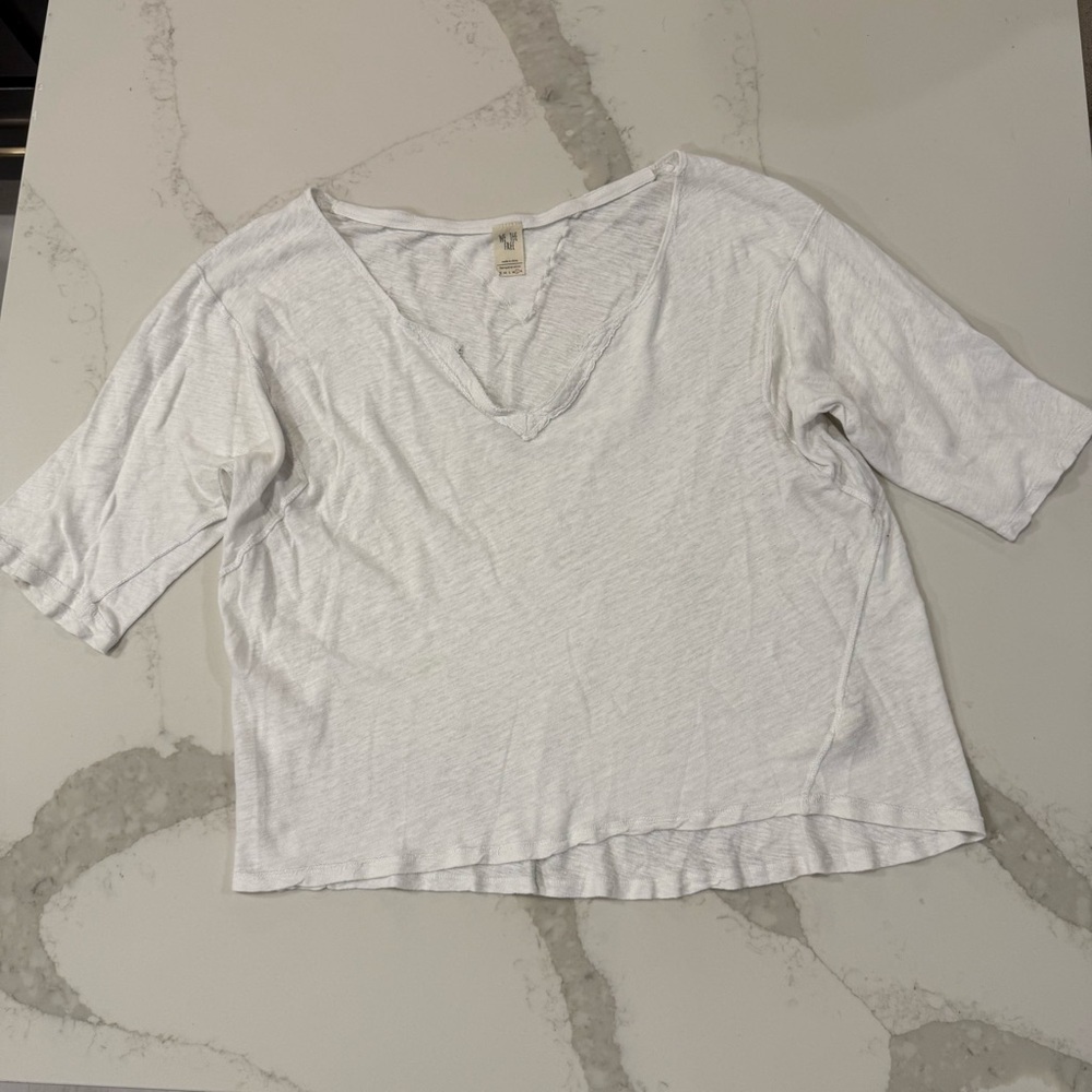Free People We The Free Head In The Clouds Top Womens Large Washed Stripe White - Picture 5 of 12
